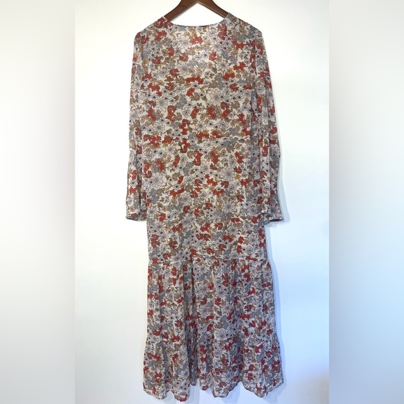 Natural Life Dance With Me Maxi dress floral tiered bell sleeve v-neck medium - Picture 7 of 8